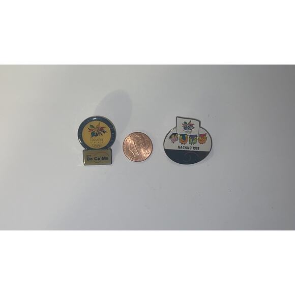 1998 Nagano Winter Winter Olympics Pin Badge Set - Docomo, Novelty, Vintage - Picture 14 of 14